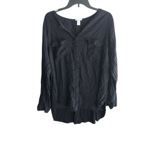 Ava and viv black blouse with front pockets